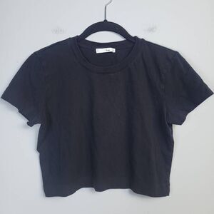 Aritzia Wilfred Free Crop Top Shirt Black Size Small Short Sleeve Casual Staple